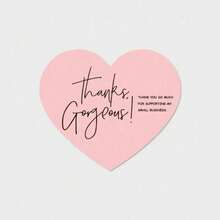 50 Heart-Shaped Pink English Thank-You Cards, Thank-You Gift Packaging Cards - 華氏163度;50張/包 - 查看 1