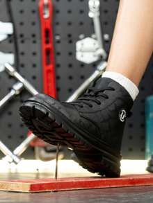 UMBURLLY Giày bảo hộ động nữ mũi thép, chống đâm thủng, giày bảo hộ động ngoài trời, thích hợp cho nhà máy, xưởng, mọi mùa, giày bảo hộ cổ vừa - màu đen - Xem 6