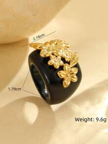 1 Piece Blooming Flowers Ring Gold Plated CZ Floral Arrangement Women's Light Luxury Stackable Jewelry Anniversary Valentine Wedding Party Gift. - Multicolor - View 8