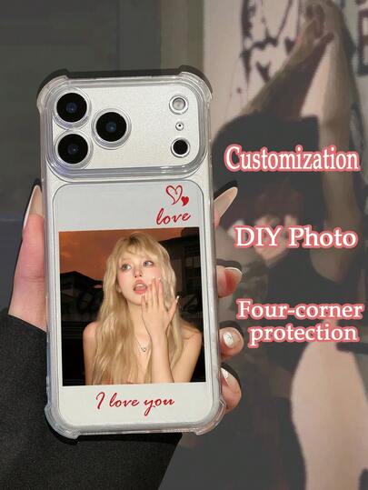 Customized Transparent Bumper Case With Personalized Design, Compatible With IPhone & Galaxy Phones ( 13/14/15/16/16 Plus/16 Pro Max/17/17 Pro Max, ), Suitable For Life, Family, Wedding, Landscape, Pet Photos And More, Ideal Valentine's Day Gift