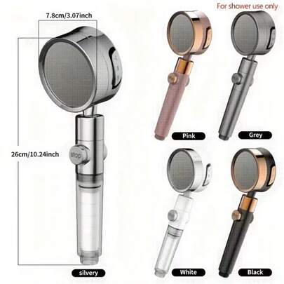 1pc High Pressure Adjustable Shower Head, 3-Setting Powerful Boosting Shower Faucet, Rotatable Showerhead, Bathroom Accessory