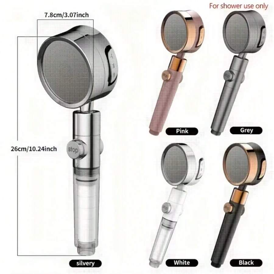 1个高压可调淋浴喷头，3档强力增压淋浴龙头，可旋转淋浴喷头，浴室配件