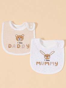momscare 2pcs Baby Little Bear&Bunny&Striped Star&Valentine's Day Pattern Bibs,Soft Absorbent Feeding Bibs, Suitable For Newborns And Infants - Cute Design Baby Bibs - The Perfect Infant Feeding Gift For Boy And Girls - Multicolor - View 6
