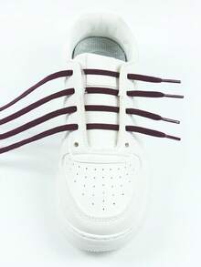 1 Pair Burgundy Flat Minimalist Solid Color Elastic Shoelaces, Suitable For Sneakers, Skate Shoes, Casual Shoes - Burgundy - View 6