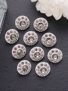 10 Pieces Of Round Fully Beaded Golden Small Buttons For Shirt, Cardigan, Dress, Coat, Sweater, Jacket Decoration Hand-Sewn Button Hand-Held Flower Gift Box Shoe Hat Luggage DIY Accessories - Multicolor - View 17
