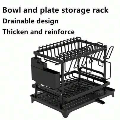 1 pieza Estante organizador de cocina, Estante de almacenamiento de platos y tazones, Escurridor de utensilios de encimera, Soporte para platos y tazas montado en el fregadero