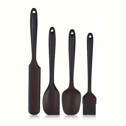 1/4pcs, Silicone Spatula Set With Oil Brush, Cake Cream Scraper, Small Baking Tools, Kitchen Gadgets, Kitchen Accessories