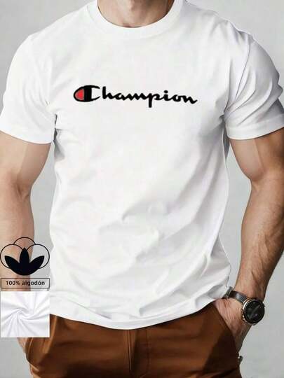 Camiseta para hombre 100 % algodón con estampado de letras sencillo. Camiseta informal y cómoda de manga corta con cuello redondo. Ideal para primavera y verano, ideal para cualquier ocasión. Color liso, informal, para uso diario. Camiseta de verano ligera y transpirable de manga corta (Tallas S, M, L, XL, XXL y XXXL).