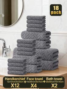 18 pezzi Set Asciugamani in Pile di Corallo [12 Fazzoletti + 4 Salviette + 2 Asciugamani da Bagno], Ultra Morbidi, Altamente Assorbenti, Amichevoli per la Pelle, Senza Sfilacciature, Senza Sbiadimento, Adatti per Casa, Hotel, Spa, Palestra, Cucina, Bagno, Viaggio, Spiaggia, Essenziali per il Bagno di Lusso, Decorazione per la Casa, Accessori per il Bagno, Confezionamento sottovuoto (Disponibili in Più Colori)