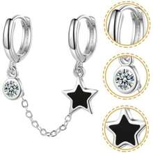 Pendientes De Cadena Para Mujer Con Estrella Aretes De Doble Perforación Ligeros Y Cómodos Accesorios Elegantes Para Festivales Fiestas Y Uso Diario(default) - Multicolor - Ver 5