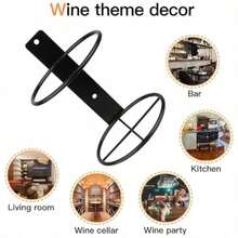 Y8PCS Wine Bottle Rack 3.4 Inner Diameter Wall Mount Wine Rack Black Metal Single Bottle Display Holder with Screws for Home Kitchen Bar - Negro - Ver 5