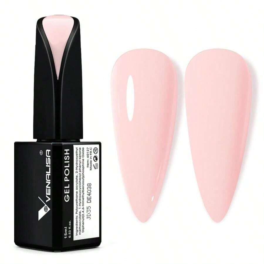 VENALISA 15ml Baby Pink Gel Nail Polish, Light Pink Gel Polish Nude Pink Color Spring Summer Soak Off UV LED Nail Gel Polish Nail Art Starter Manicure Salon DIY At Home, 0.53 OZ - ColorX - 查看 1
