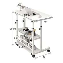 Adjustable Height Mobile Computer Desk with Wheels and Storage for Bedroom Living Room - Blanco - Ver 2