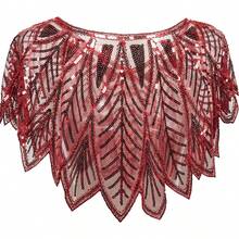 Shawl Wraps Sequin Beaded Evening Cape Bridal Shawl - Cherry Red - View 5