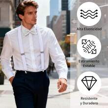 Tirantes de los hombres, Set De Tirantes Sujetadores Y Moño Unisex, Set o Kit de Moño y Tirantes para Hombre, Tirantes de Clip Resistentes en Y Ajustables para Informal y Formal - AZUL - Ver 1