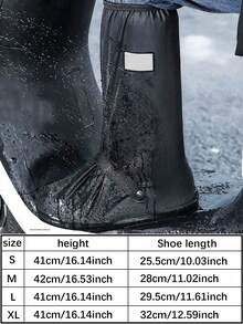 1 Pair Unisex Black Thick Sole High-Top Waterproof Shoe Covers, Anti-Slip & Durable For Rainy Days Insulation,Galentines,Puppy,Carnival,Party Decorations