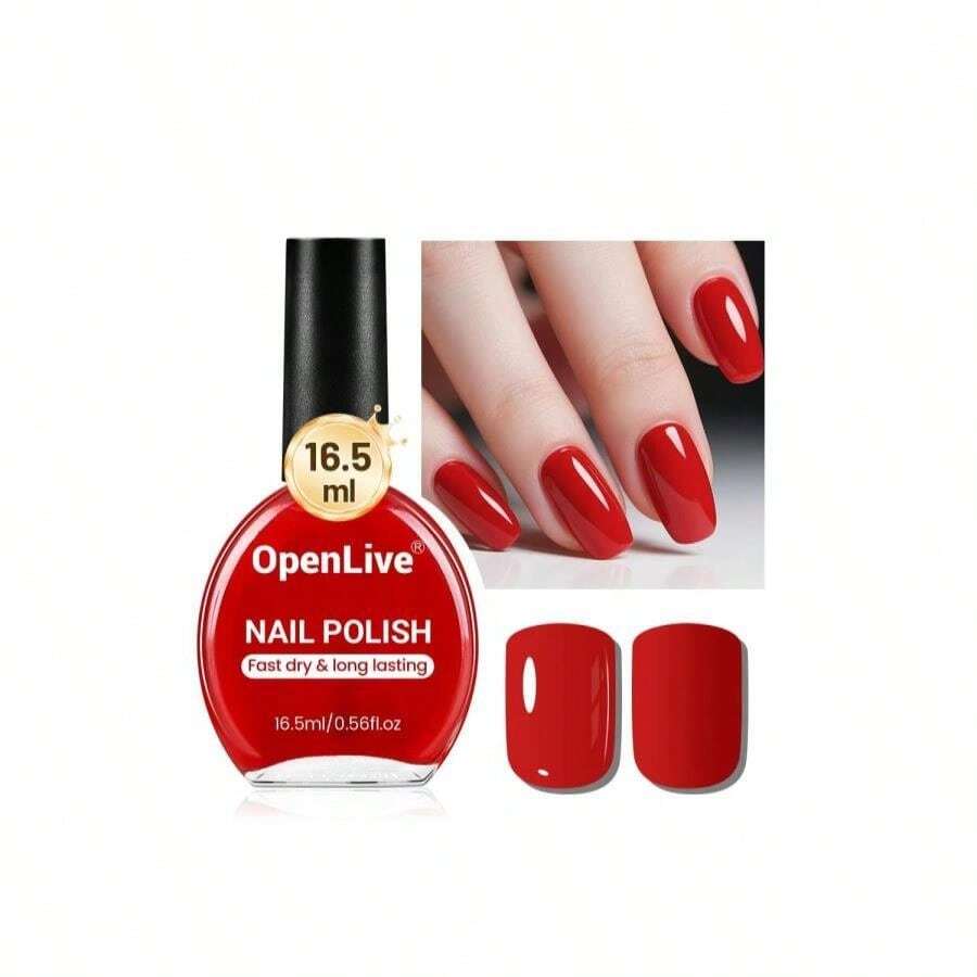 OpenLive 16.5ml Red Nail Polish Large Volume Quick Drying Nail Polish, Fast Drying And Long Lasting Color Nail Art DIY Home Manicure Gift For Women - MàuH - Xem 1