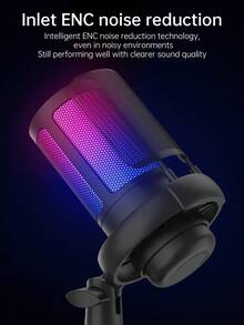 Micrófono condensador con luz RGB deslumbrante con cable USB, con malla antiexplosión apta para grabación de computadora, juegos y transmisiones en vivo - Type C - Ver 3