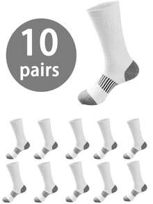 10/5/1 Par de calcetines de tripulación de unicolor para hombres de talla grande, versátiles para deportes y uso casual, resistentes al olor y transpirables, calcetines de tripulación suaves, elásticos y cómodos, aptos para uso diario unisex - Multicolor - Ver 2