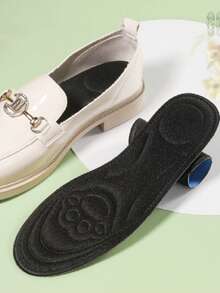 1 Pair Black Cat Paw Print Breathable Soft Comfortable Shoe Insoles, Mesh Ventilation Sports Insoles - Black - View 2