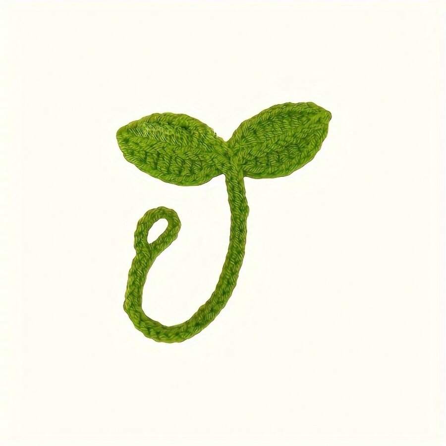 1pc Handmade Crochet Leaf Sprout - Multipurpose Fabric Organizer Accessory For Headphones, Wire Management, And Bookmark - Green Decorative Pendant For Gifts And Apparel - 綠色 - 查看 1