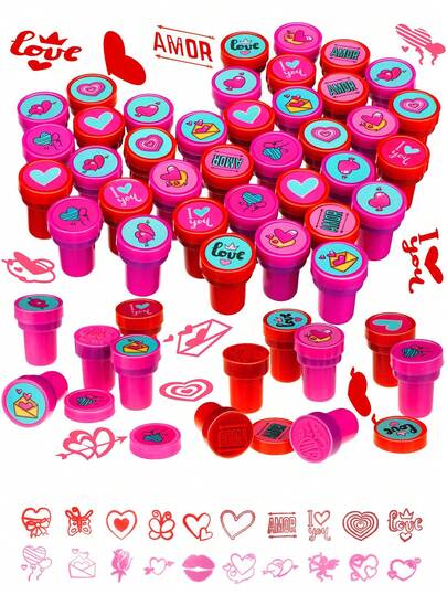 20 piezas - Juego de sellos del Día de San Valentín, material de plástico vibrante, 20 patrones diferentes. Los diseños de sellos incluyen corazones, mariposas, letras de AMOR, rosas, besos, etc. Ideal para el Día de San Valentín, bolsas de regalo de fiesta de San Valentín, premios, rellenos de calcetines navideños y recuerdos de fiesta (tema de San Valentín).