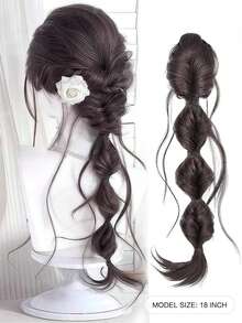 18英寸合成编织泡泡辫假发夹甜美女孩自然蓬松扭辫马尾接发 - 彩色 - 查看 4