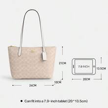City Tote Bag In Signature Canvas Bags For Women COACH Classic Leather Printed Tote Bag Casual Bag For Daily,Shopping,Work,Travel And School,Gift For Christmas,Birthday,Valentine's Day,Anniversary,Gift For Her CBT18 IMXDN - Sand Taupe - 查看 6