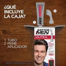 Just For Men Ultra Tinte para Canas U55, Combina Perfectamente con tu Color de Cabello, Cepillo de Fácil Aplicación, 35g(1 Unidad (Paquete de 1) Castaño Oscuro) - Multicolor - Ver 6