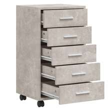 Drawer Cabinet With Castors Concrete Grey Engineered Wood - Grey - View 5