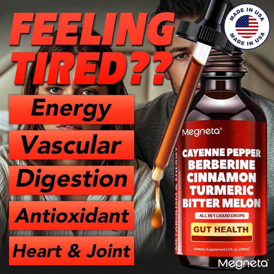 MEGNETA Weight Loss Berberine Support Liquid Drops - Stay Satisfied & Hunger Balance, Metabolic Balance, Energize Your Morning-With Bitter Melon, Berberine & Ceylon Cinnamon -2.03oz(60 Ml), Vitamins For Women, Free Shipping, Weight Loss Products, Fat Burner - 2 Fl Oz (Gói 1) - Xem 1