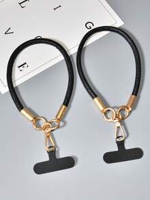 1pc Leather Short Phone Lanyard Wristband, Fashionable High-End Outdoor Wrist Strap, Keychain Sturdy Lanyard Gifts For Mother, Family, Friends, Birthday, Holiday Phone Charm, Phone Chain