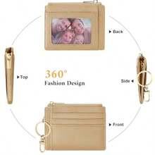 Sodsay Card Case Slim Front Pocket Wallet For Women Credit Card Holder With Keychain - CH Champagn Gold - View 4