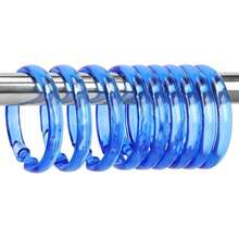 Blue Shower Curtain Hooks - 12 Pcs Circular Plastic Shower Curtain Rings For Bathroom - O Shaped Transparent Blue Shower Hooks Rings For Shower Curtain Rod,TransparentBlue - 透明藍 - 查看 1