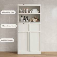CuisinSmart 51" Tall Bathroom Cabinet With Doors & Drawers, Freestanding Floor Storage Organizer For Bathroom, Kitchen, Living Room, Pantry Closet Multifunctional Cabinet - White - View 5