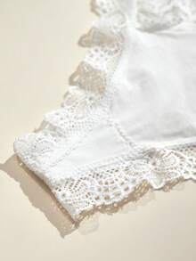 DORSU 女士蕾丝 T 型内裤，低腰时尚透气性感丁字裤 - 白色 - 查看 6