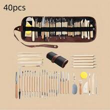 5/40pcs Pottery & Clay Sculpting Tool Set - Multi-Purpose DIY Carving Kit With Knives, Dotting Tools & More - Multicolor - View 1