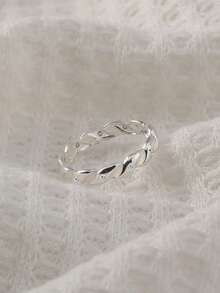 1枚银色扭绳立方氧化锆夜光戒指 - 銀色 - 查看 6