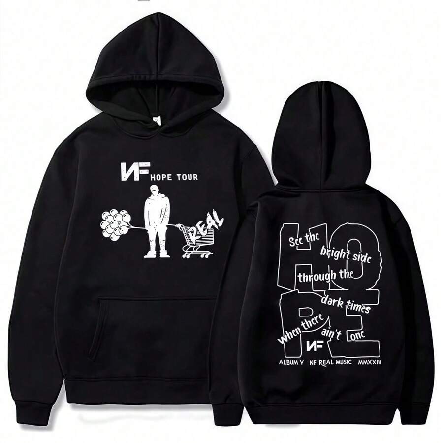 Nf Hope Tour New Hoodie NF Music Album Hoodie Gift For NF Fan Pullover Tops Streetwear Unisex - 黑色 - 查看 1