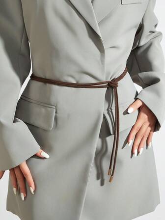 1pc חגורת מותן צמודה בצבע קפה אלגנטית רכה, עניבת מותן וינטג' לקישוט לנשים, רב-תכליתי לשמלות, חולצות, סוודרים, מתאים ליומיום, מסיבה, מתנות לחג, חורף