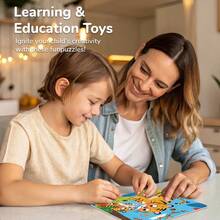beartale 36 Stücke Montessori Kleinkind Kartenspiel Lernspiel Frühe Bildung Cartoon Tier Familie Themen Puzzle Spielzeug für Kinder Farb- und Formenerkennung Training, Puzzle Bastelset, Puzzle Spielzeug Montessori Spiele Puzzles für Kinder Frühe Bildung, Schüler, Schreibwaren, Schulmaterial, Lehrmaterial, Lernspiele, Geschenke für Kinder zu Weihnachten, Partyspielen, Konzentrationsspiele für Kinder, Kinderspiele, Weihnachtsdekoration - Verschiedenfarbig - Übersicht 8