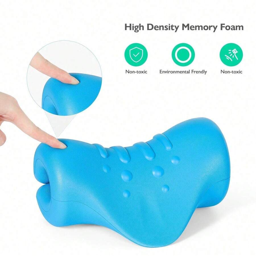 Almohada cervical, almohada de tracción de arco inverso, almohada de protección para el cuello, almohada de masaje para el cuello que endereza la curvatura, corrector de corrección de vértebras para mejorar la columna cervical - Azul - Ver 1
