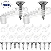 50 Transparent Fixing Clips For Mirrors 4 To 5 Mm Thick – Frameless Transparent Mirror Supports For Cupboard Doors – Invisible Plastic Wall Fixings – Bathroom Mirror Installation Kit (Pack Of 50)