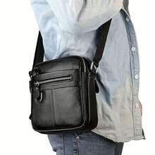 A High-Quality Men's Shoulder Bag Made Of Genuine Leather, Crafted From Premium Cowhide – With An Adjustable Shoulder Strap, Robust And Durable, Suitable For Everyday Use And Travel, Stylish And Versatile, Perfect For Casual Outfits. - 棕色 - 查看 9