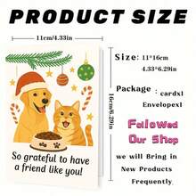 1pc So Grateful To Have A Friend Like You Dog And Cat Christmas Card Greeting Card With Envelope Festive Pet Lovers Holiday Design With Santa Hat, Ornaments And Candy Canes, Perfect For Friends, Colleagues, Loved Ones On Valentine's Day - Multicolor - View 5