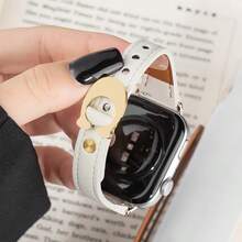 1pc Classic C-Shaped Buckle Soft Leather Watch Band Compatible With Apple Watch 1/2/3/4/5/6/7/8/9/10/SE/Ultra, 38mm 40mm 41mm 42mm 44mm 45mm 49mm, Fashionable, Elegant, High-End Luxury Women Strap