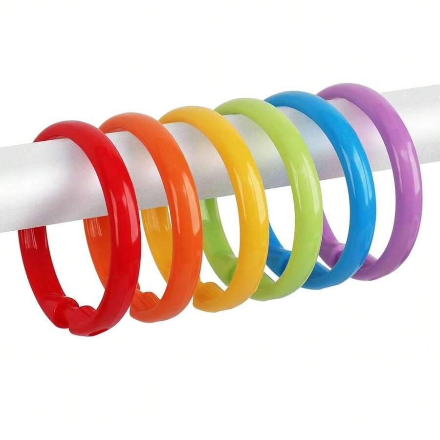 Colorful Shower Curtain Hooks - 12 Pcs Circular Plastic Shower Curtain Rings For Bathroom - O Shaped Rainbow Color Shower Hooks Rings For Shower Curtain Rod,RainbowColor - RainbowColor - View 1