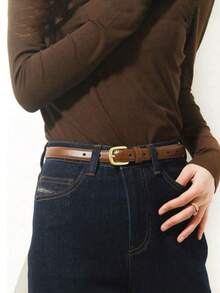 2 pièces/1 pièce Ceinture décorative à boucle fine minimaliste, ceinture en PU rétro casual pour femmes, convient pour l'été, l'automne, l'hiver, Halloween - Multicolore - Voir 6