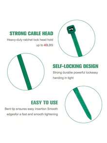 MEHELANY 100/50 Pieces Green Self-Locking Cable Ties, Plastic Cable Ties, High Temperature Resistant, Detachable, Plant Fixing Straps, For Party Supplies, Wedding Backdrop Walls, Bouquets, Arch Bouquet Making Supplies, High Temperature Resistant, Home, Birthday, Graduation Ceremony - Multicolor - View 3