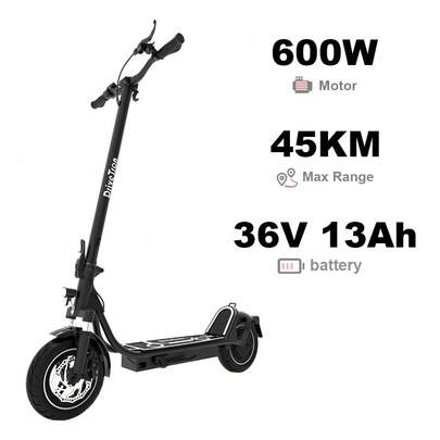 Patinete eléctrico plegable para adultos de 400 W, autonomía de 30 a 50 km, velocidad máxima de 30 km/h, batería de 13 Ah, neumáticos sin cámara de 10 pulgadas, capacidad de carga de 265 lb, adecuado para desplazamientos diarios.